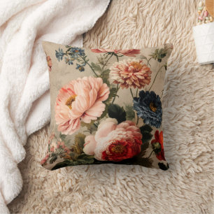 Coussin Composition florale vintage vibrante
