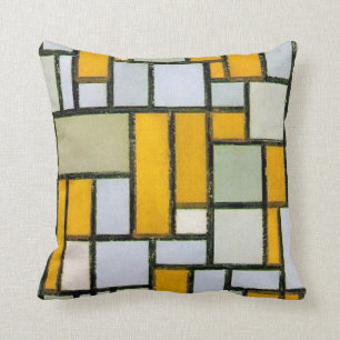Coussin Composition Jaune et gris, Mondrian