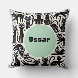 Coussin Composition ludique de chats noirs