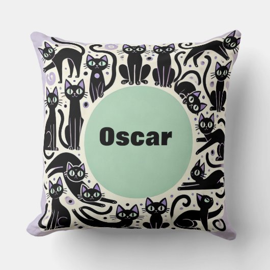 Coussin Composition ludique de chats noirs (Recto)