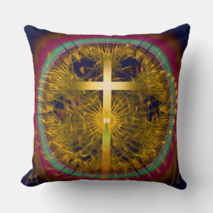 Coussin Composition ronde d'art fractal croisé