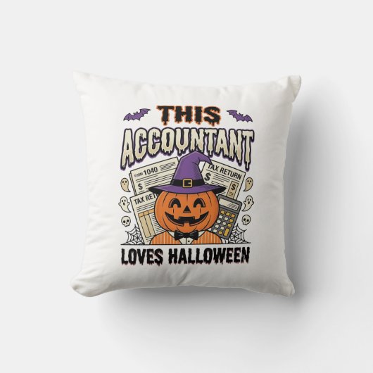 Coussin Comptable Halloween Drôle Saison fiscale effrayant (Recto)