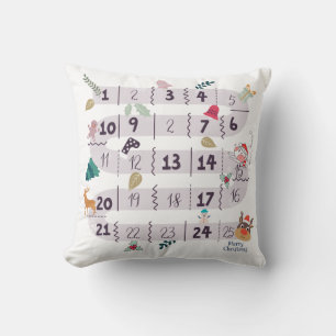 Coussin Compte à rebours du calendrier de l'Avent de Noël 
