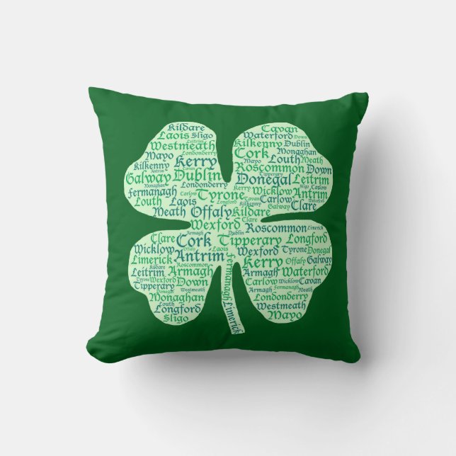 Coussin Comtés de shamrock de l'Irlande (Recto)