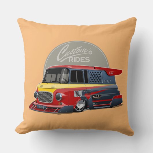 Coussin Concept de van de course rétro customisé (Recto)