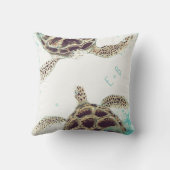 Coussin Concepteur d'amour de tortue de mer d'aquarelle (Verso)