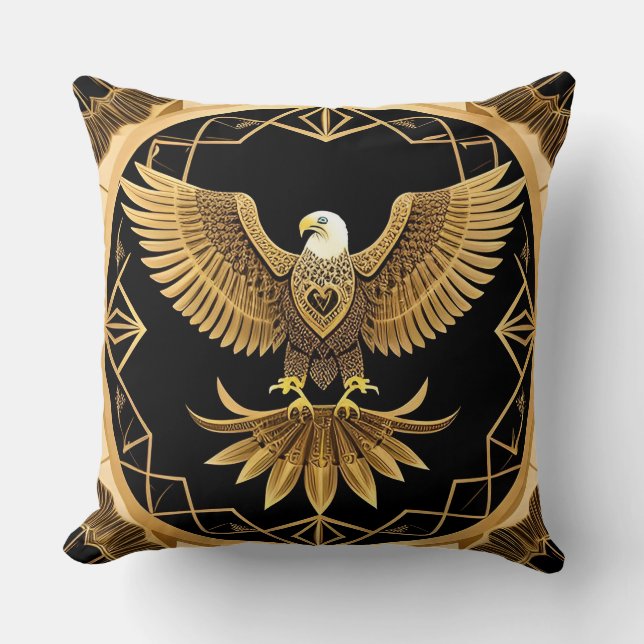Coussin Concepteur Décoratif Aigle Doré Accent de Décorati (Recto)