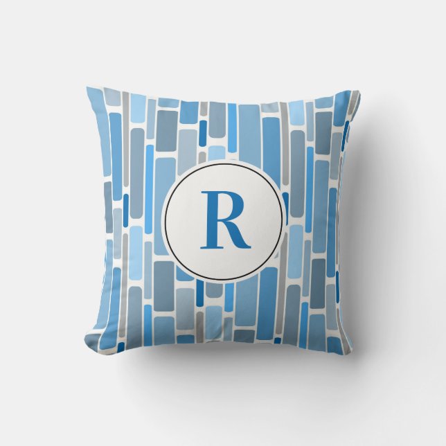 Coussin Conception abstraite bleue. Personnalisable. (Recto)