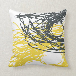Coussin Conception abstraite dans le blanc et le jaune