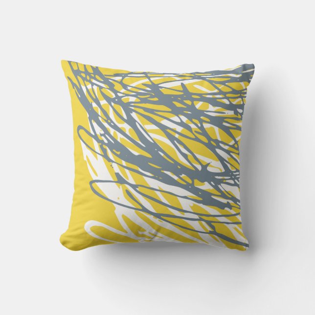 Coussin Conception abstraite dans le gris et le jaune (Recto)