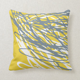 Coussin Conception abstraite dans le gris et le jaune