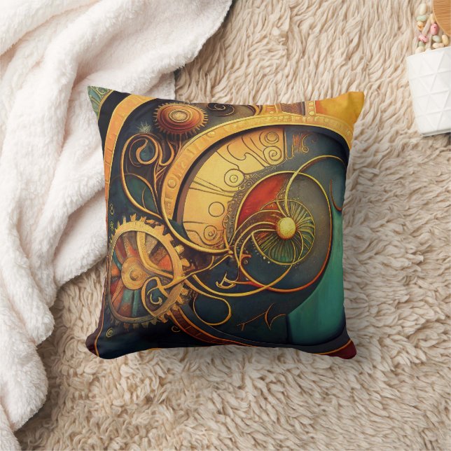 Coussin Conception Abstraite de Mécanisme à Ressort Steamp (Couverture)