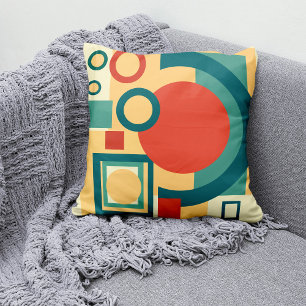 Coussin Conception Abstraite de Style Rétro Géométrique au