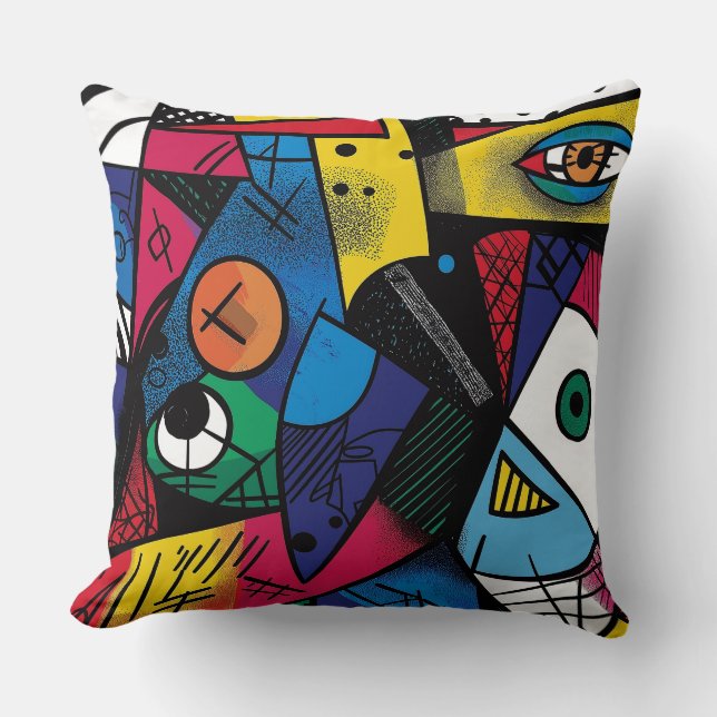 Coussin Conception abstraite des cubes géométriques dynami (Recto)