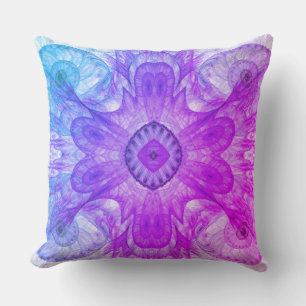 Coussin Conception Abstraite fractale rose et bleu
