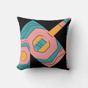 Coussin Conception abstraite géométrique Turquoise, Or, Ro