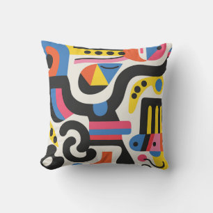Coussin Conception abstraite Motifs noirs géométriques col