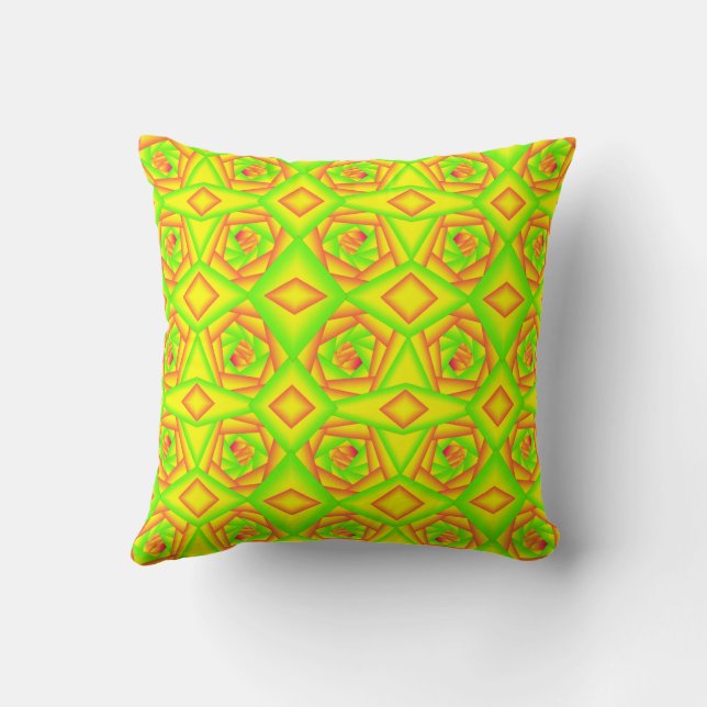 Coussin Conception Abstraite Ombrée Orange Vert Citron Jau (Verso)