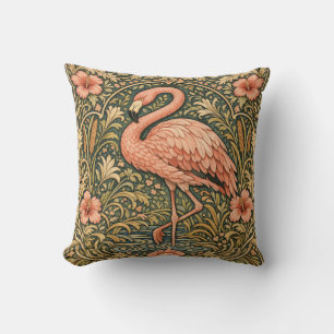 Coussin Conception art nouveau de flamant rose vintage