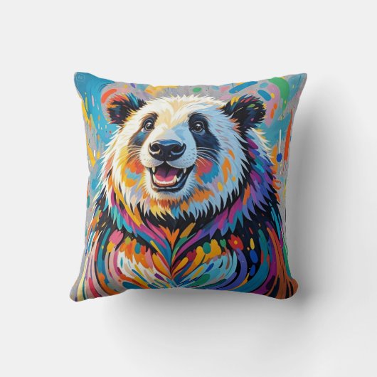 Coussin Conception artistique d'animal de panda abstrait c (Verso)