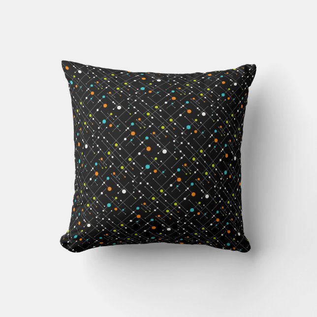 Coussin Conception atomique de l'ère spatiale rétro  (Recto)