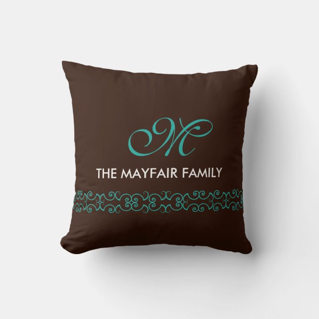 Coussin Conception blanche turquoise Brown fleurie de (Recto)