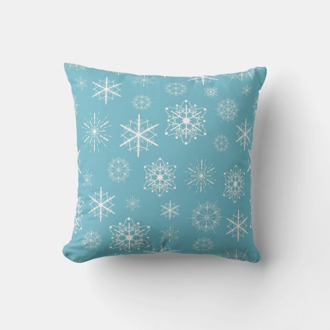 Coussin Conception bleu-clair de Noël de flocon de neige (Recto)