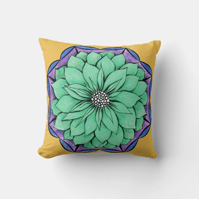 Coussin Conception BLEUE de POINSETTIA (Recto)
