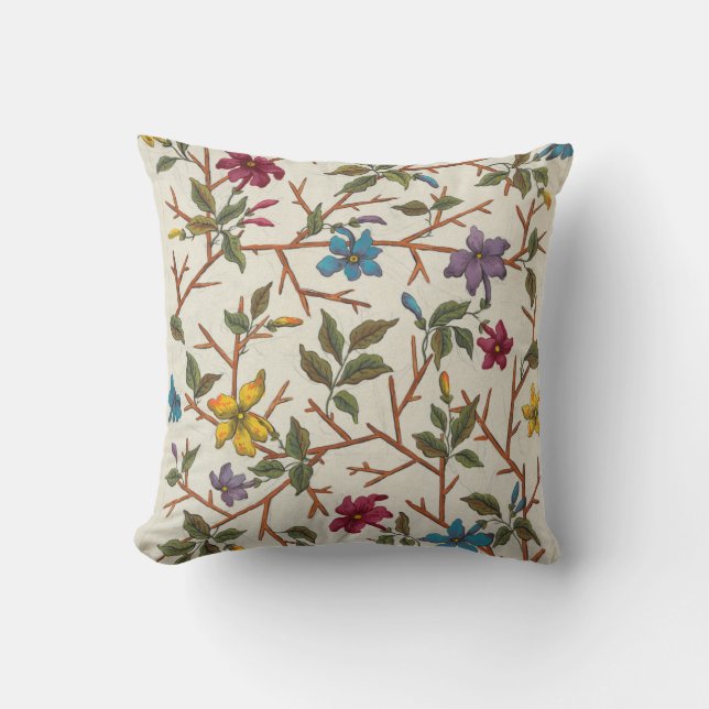 Coussin Conception botanique des fleurs et des branches (Recto)