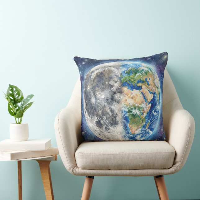 Coussin Conception céleste de galaxie à l'aquarelle Terre  (Chaise)