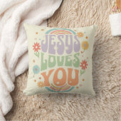 Coussin Conception chrétienne rétro pastel « Jésus vous ai (Couverture)