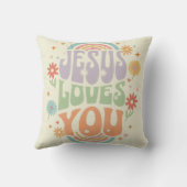 Coussin Conception chrétienne rétro pastel « Jésus vous ai (Verso)