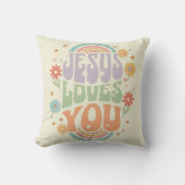 Coussin Conception chrétienne rétro pastel « Jésus vous ai (Recto)