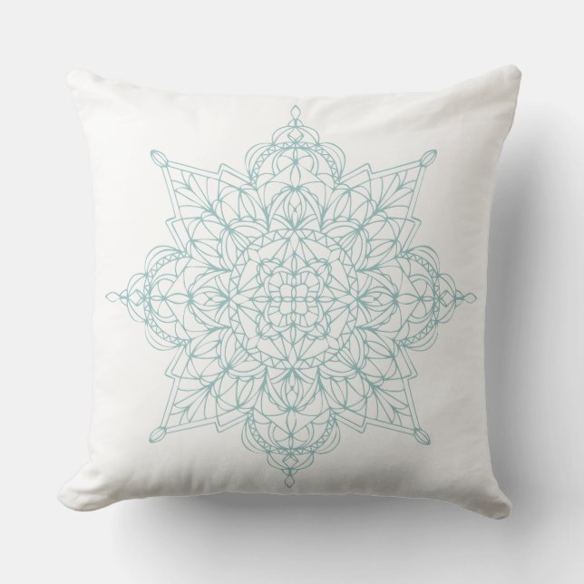 Coussin Conception complexe de flocon de neige bleu clair (Recto)