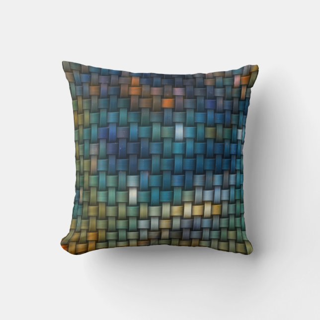 Coussin Conception composée de bandes entrelacées colorées (Recto)