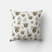 Coussin Conception d'abeille à l'aquarelle mignonne | Abei (Verso)