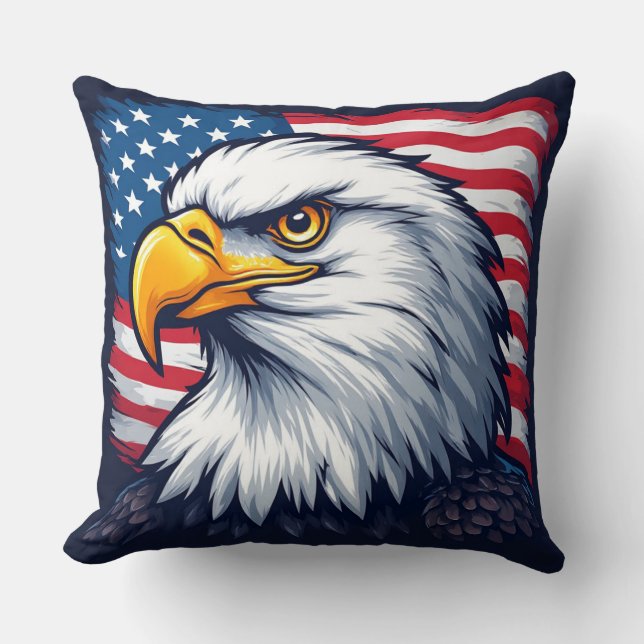 Coussin Conception d'aigle patriotique Idée de cadeau patr (Recto)