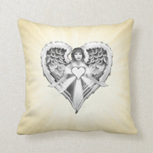 Coussin Conception d'ailes de coeur d'ange gardien