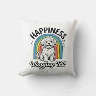 Coussin Conception d'amant de chien de queue de bonheur_1