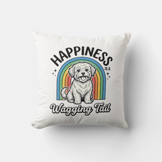 Coussin Conception d'amant de chien de queue de bonheur_1 (Recto)