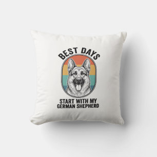 Coussin Conception d'amour de chien rétro d'art de berger