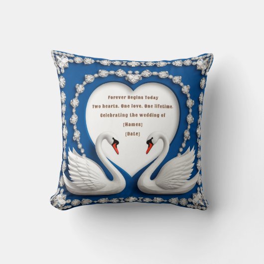 Coussin Conception d'arche de mariage amour cygne diamant  (Recto)