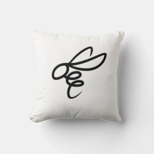 Coussin Conception d'art en ligne d'abeille minimaliste –