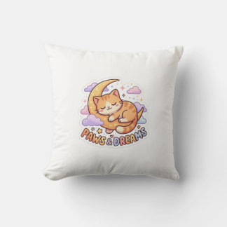 Coussin Conception d'autocollant de chat endormi sur la lu
