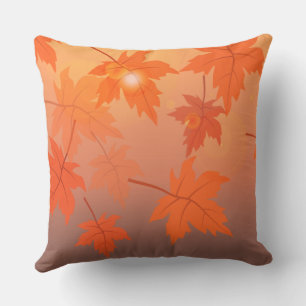 Coussin Conception d'automne avec feuilles d'érable et eff