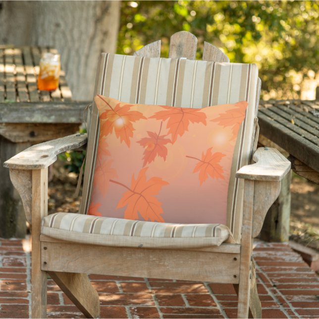 Coussin Conception d'automne avec feuilles d'érable et eff (Chaise)