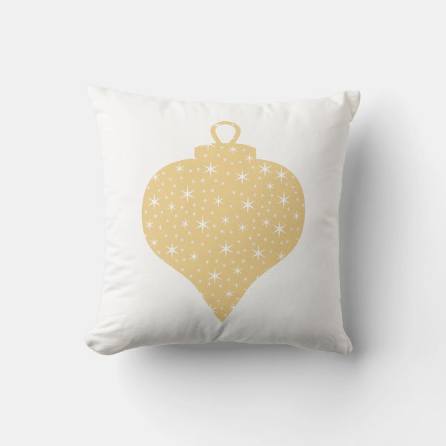 Coussin Conception de babiole de Noël de couleur d'or (Recto)