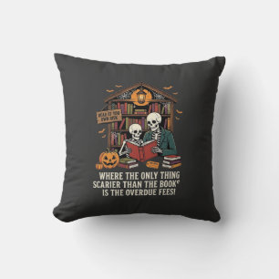 Coussin Conception de bibliothèque de squelette d'Hallowee