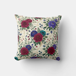 Coussin Conception de bordure de col et d'ourlet floral