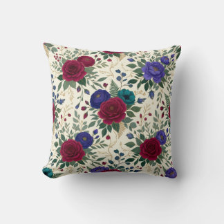 Coussin Conception de bordure de col et d'ourlet floral